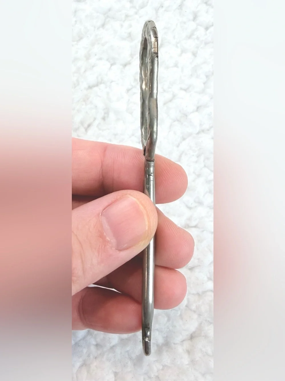 Antique/Vintage Silver Hammered Metal Button Hook Sewing Tool, OS